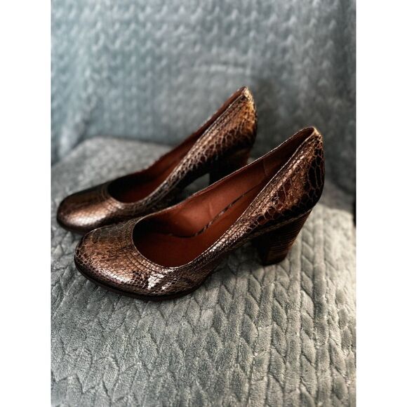 Lucky Brand Sofi High Heel‎ Dress Pumps Pewter Metallic Crackle Size 10M - Picture 3 of 7